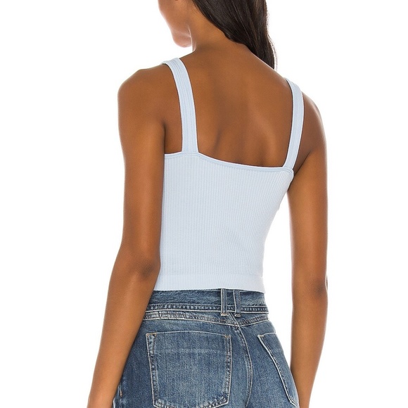 NEW Free People Light Blue Ribbed Brami Tank Top CROP SKY XS/SMALL NWT - Picture 3 of 6